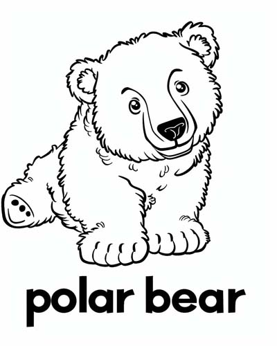 endangered animal coloring page of a polar bear