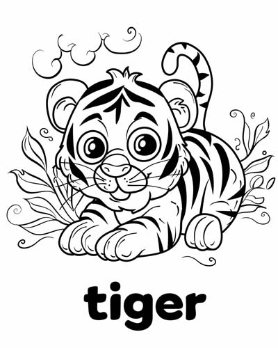 endangered animal coloring page of a tiger