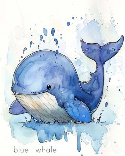endangered animal poster of a blue whale