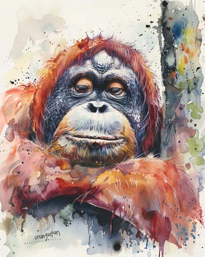 endangered animal poster of an orangutan