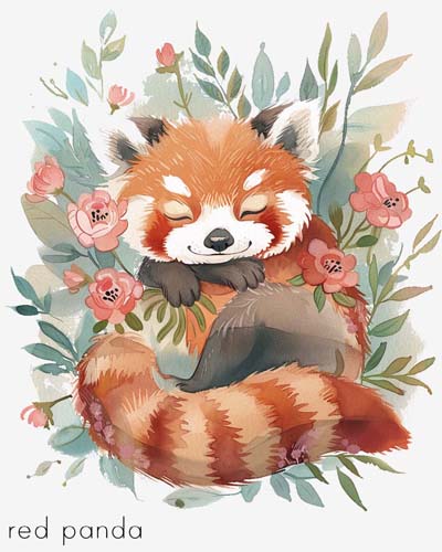 endangered animal poster of a red panda