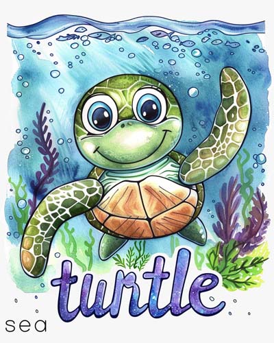 endangered animal poster of a sea turtle