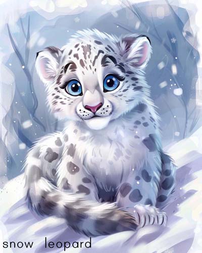 endangered animal poster of a snow leopard