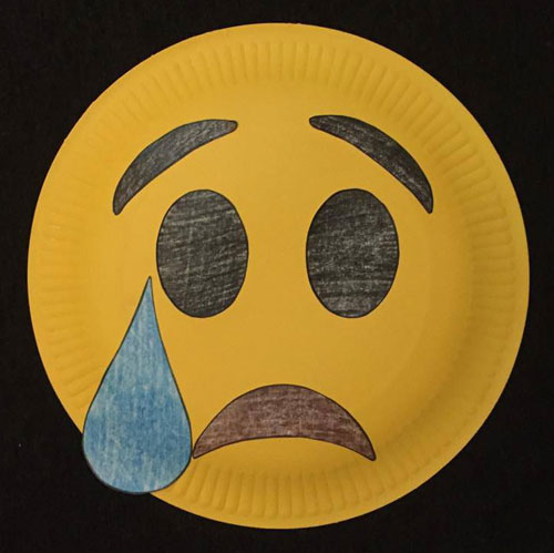 emoji paper plate craft: tear drop