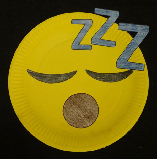 emoji paper plate craft: sleeping