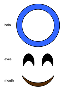 halo emoji face pieces
