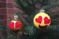 Heart Eyes Emoji Christmas Ornament