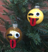 Tongue Out Emoji Christmas Ornament