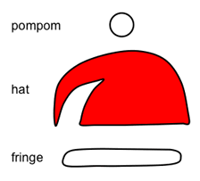 santa emoji face pieces