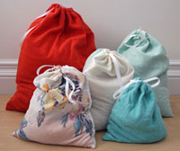 upcycled drawstring produce bag