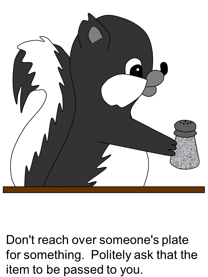 table manners coloring page - pass food