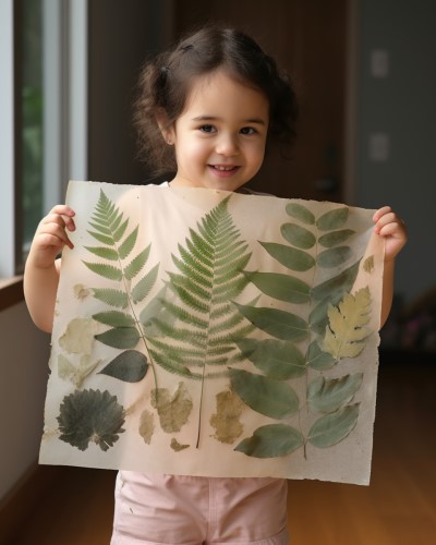 pressed fern collage craft for kids
