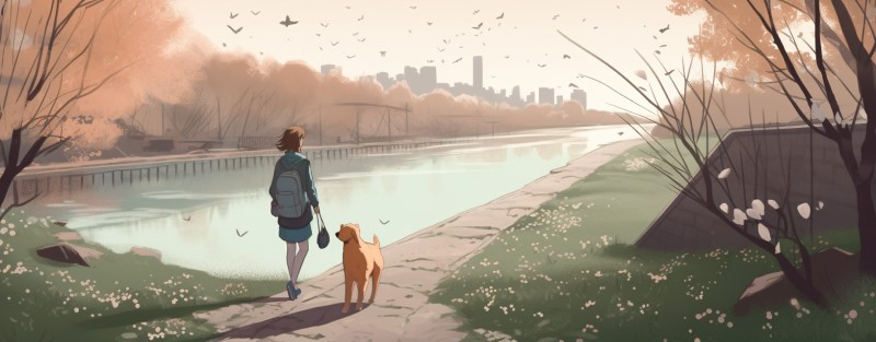 Leanne walking on the river