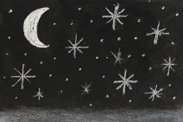 finished star themed wax crayon resist craft