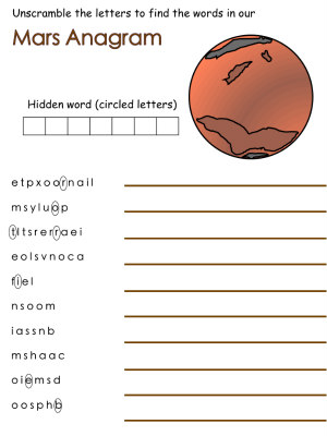 outer space themed anagrams - Mars