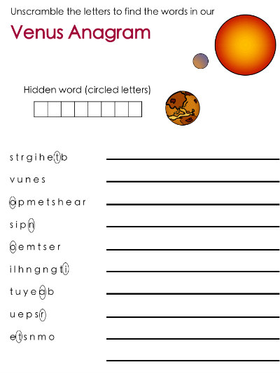 outer space themed anagrams - Venus