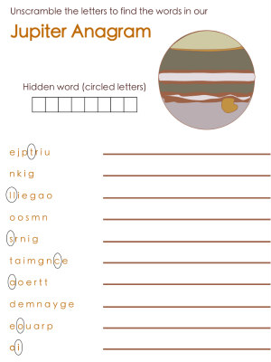 outer space themed anagrams - jupiter