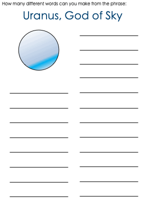 Uranus Word Mine Puzzle