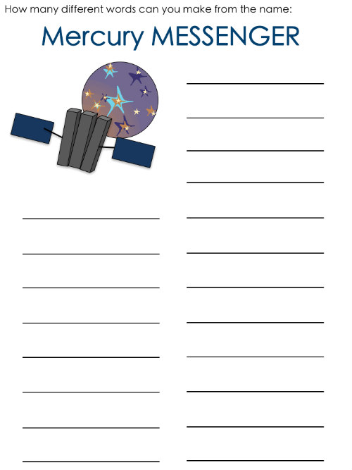 Mercury Word Mine Puzzle