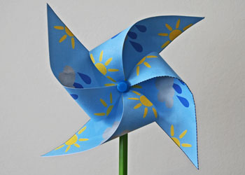 weather-themed paper pinwheel craft