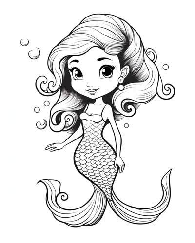 mermaid girl coloring page