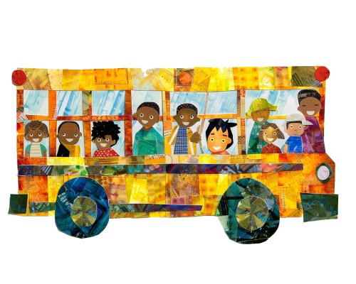 school bus collage craft