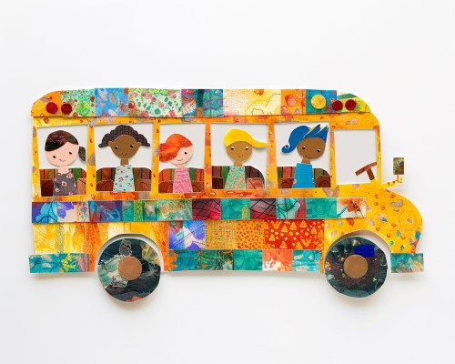 school bus collage craft