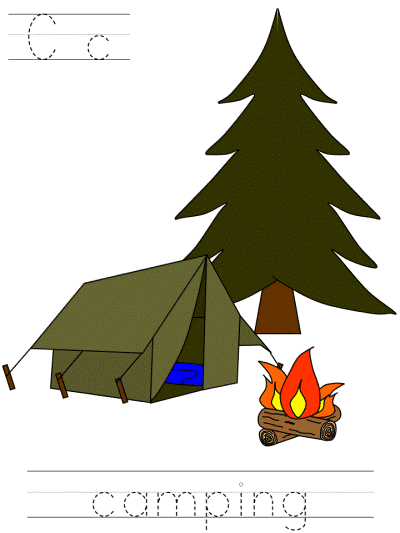 learn to print camping tracer pages