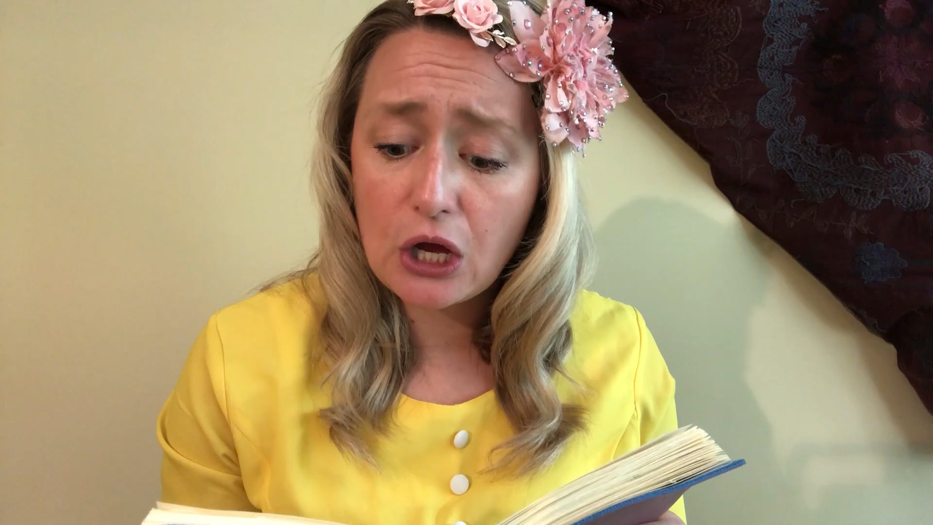 Image of the storyteller Delia telling the story of Thumbelina.