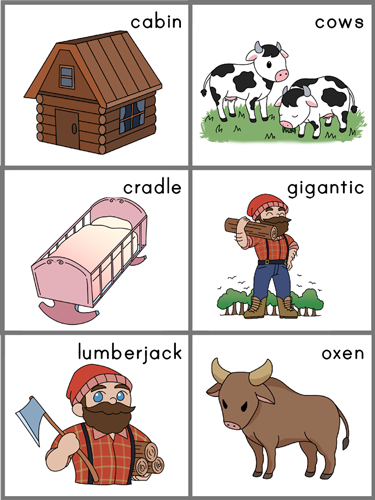 sentence sequencing cards for Paul Bunyan 