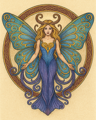 Etain colored with pencil crayon