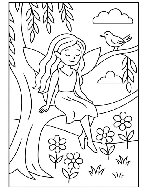 coloring page of the willow maiden