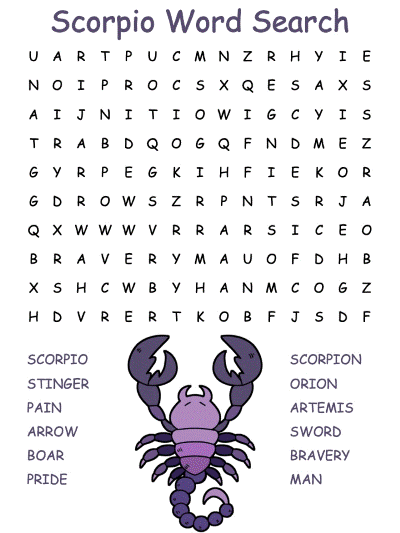 Scorpio Word Search