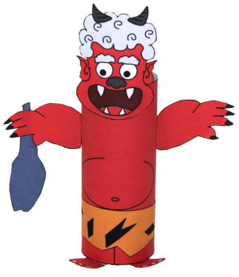 Red Oni Toilet Paper Roll Craft