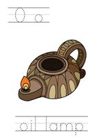 Printable print practice worksheet - Oo oil lamp