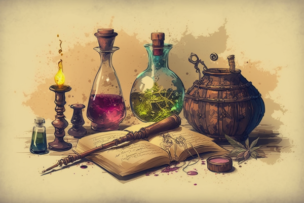 potions and magical instruments